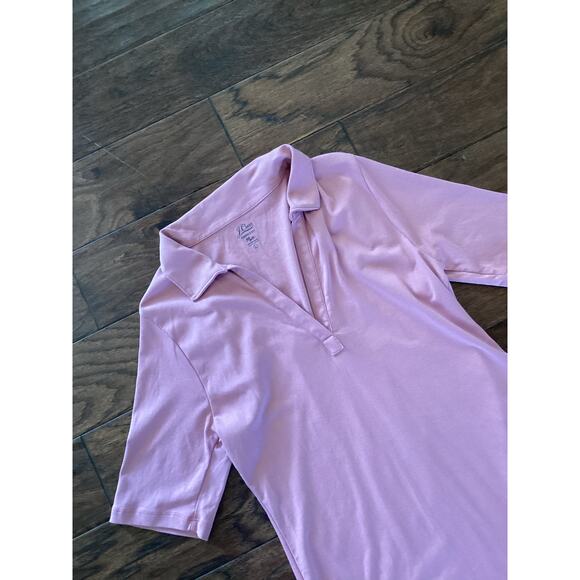 J. Crew Women's Short Sleeve Perfect Fit V-Neck Polo Dress Pink Size Large‎ - Picture 2 of 9
